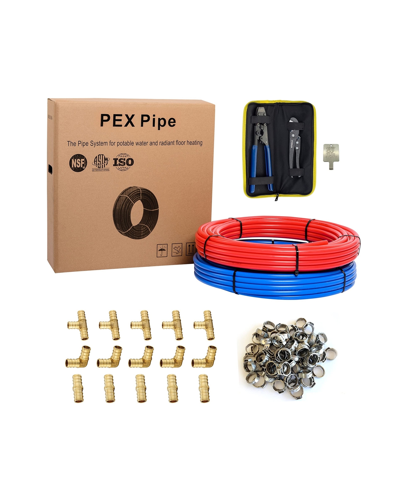 EFIELD 1/2 Inch 2 x100 ft Pex-b Pipe/Tubing(200 Ft), Fitting, Crimping Clamp …