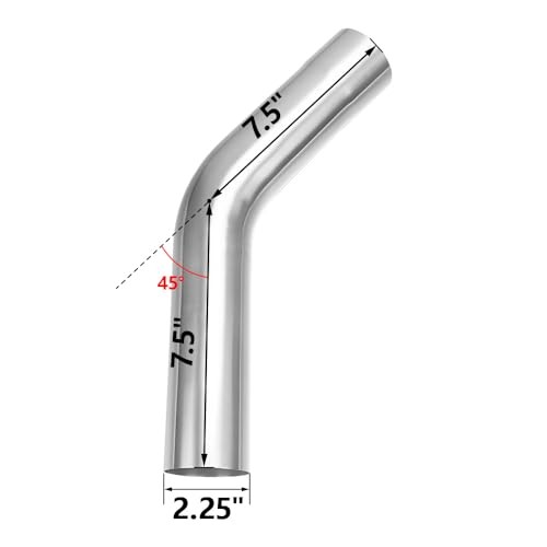Exhaust Tube OD, 304 Stainless Steel Exhaust Pipe Mandrel 2.25″ 45 Degree