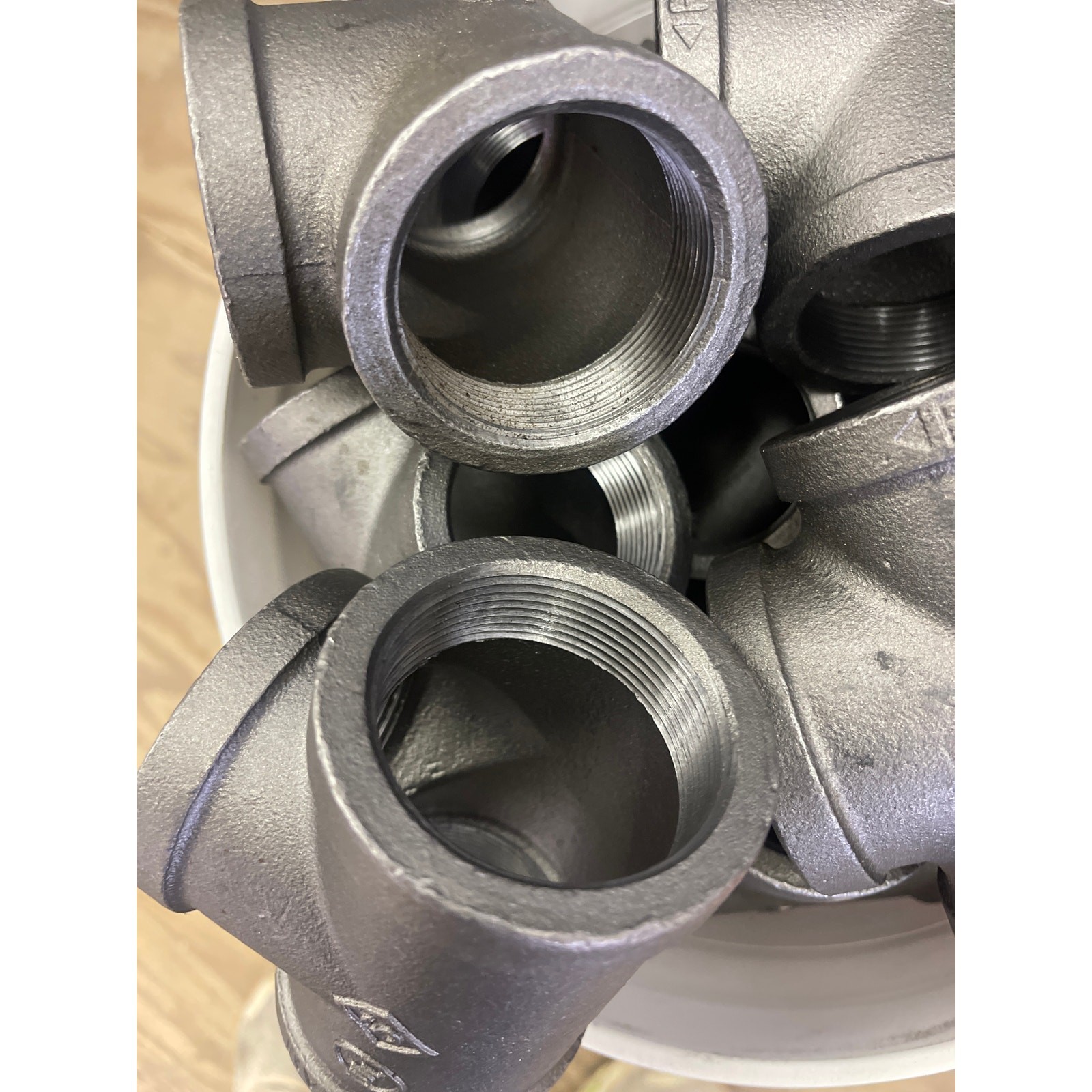 SET-OF-25 2″x2″x2″ Black Iron Tee and SET-OF-38 2″ Close Stainless Steel Nipple