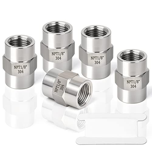 5PCS Forging of 304 Stainless Steel Pipe Fitting, Coupling, 5PCS 1/8″ Style 2