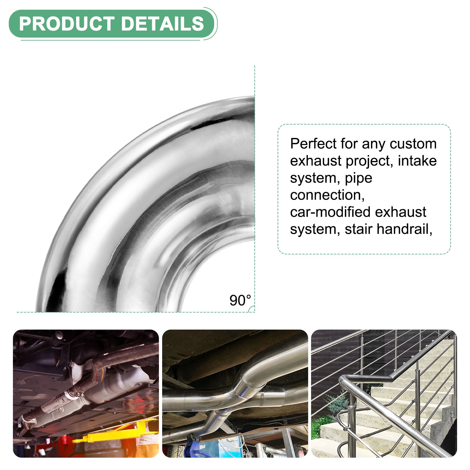 OD 3 Inch 90 Degree Mandrel Bend Elbow, Thicken 1.5 mm Height 110 mm