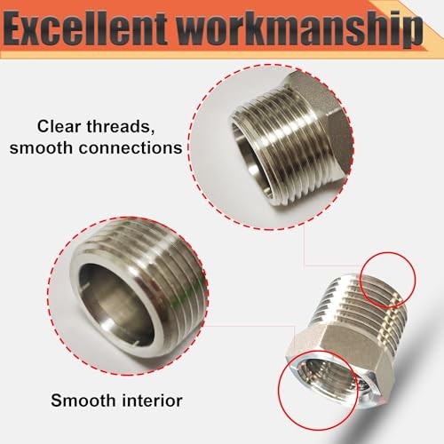 3/8″ NPT Male to 1/4″ NPT Female Reducer Bushing, 304 3/8mnpt x 1/4fnpt
