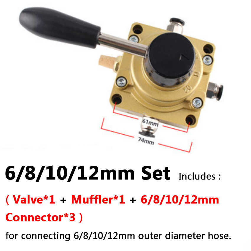 1/4 3/8 1/2 BSP 4 Way Pneumatic Rotary Lever Hand Flow Control Valve HV-02/03/04