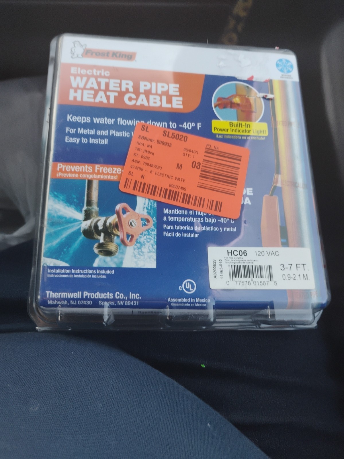 Frost King Water Pipe Heat Cable, Keep Your Hose Outlet From Freezing This Year.