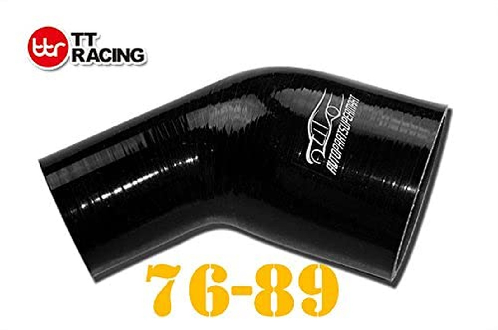 4-ply Silicone Joiner 45 Degree Bend Reducer Elbow Turbo Hose Black 76mm – 89…