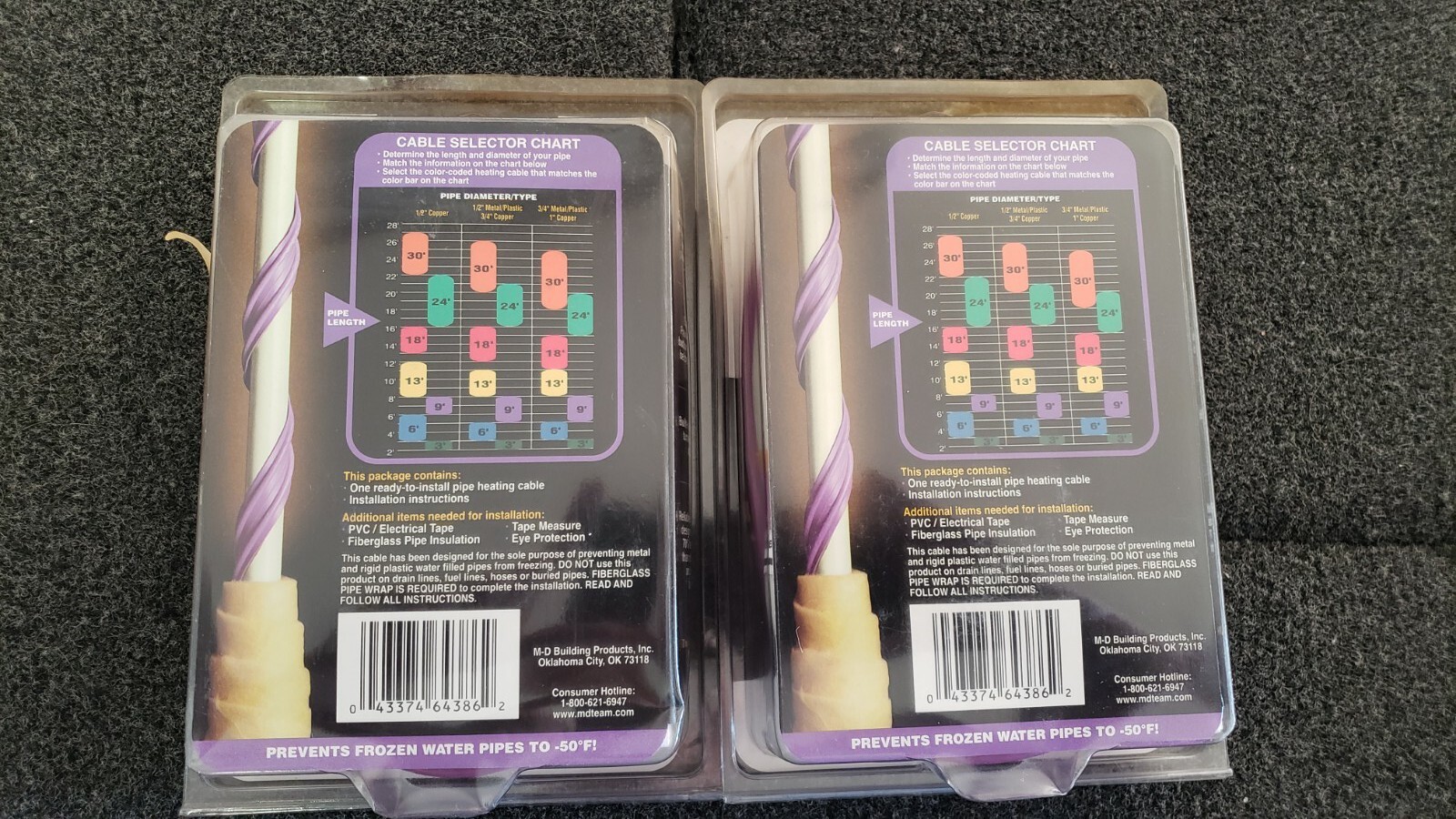 New (2) Pack WRAP-ON 64386 PIPE HEATING CABLE 9-FT 18 WATTS To -50° F New