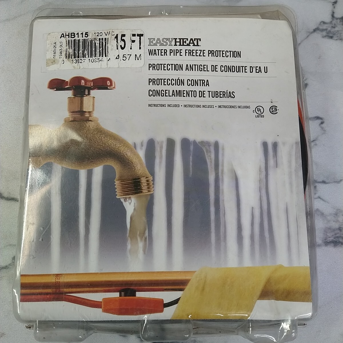 Easy Heat AHB115 105W Electric Water Pipe Freeze Protect Heating Cable 15 ft.