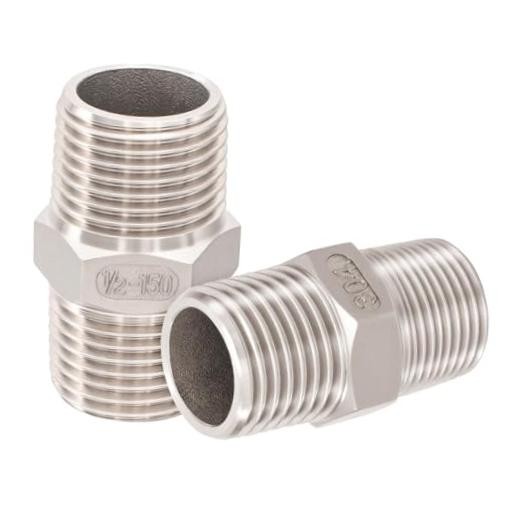 1/2″ Male x 1/2″ Male Hex Nipple Pipe Fittings, 304 Stainless 1/2″ x 1/2″ NPT
