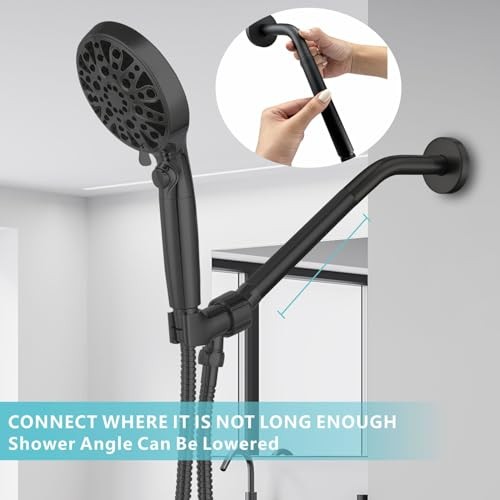 Shower Extension Arm, Solid Stainless Steel Shower Pipe Matte Black 4 Inch