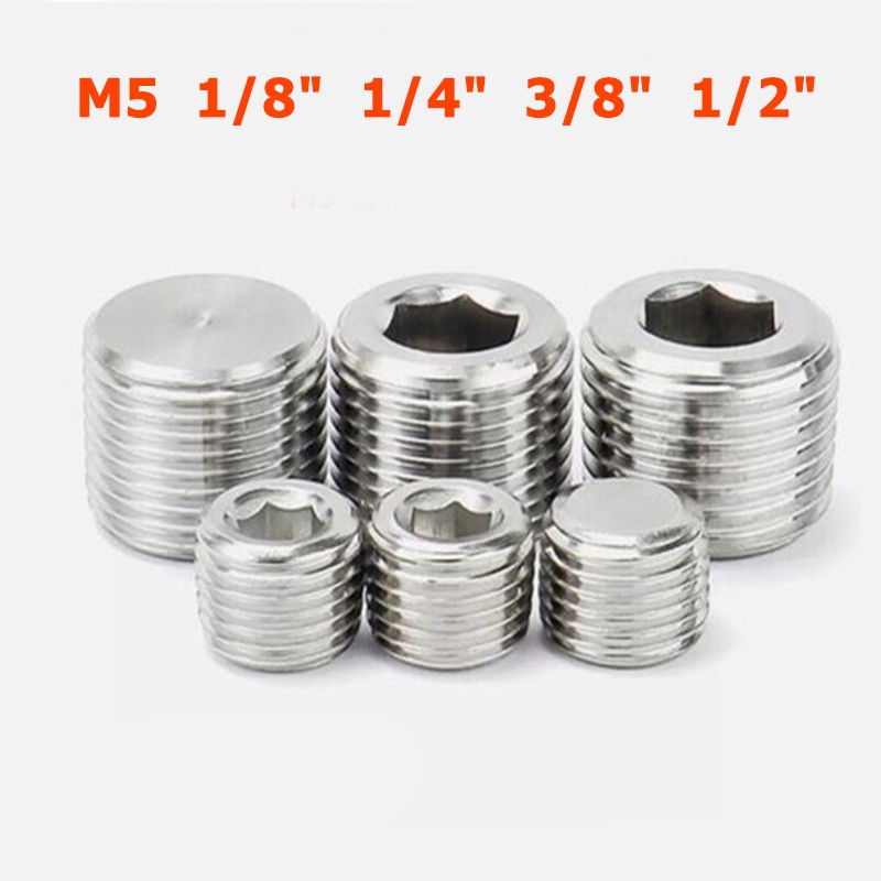 M5 1/8″ 1/4″ 3/8″ 1/2 Female Pipe Countersunk Plug Iron Internal Hex Head Socket