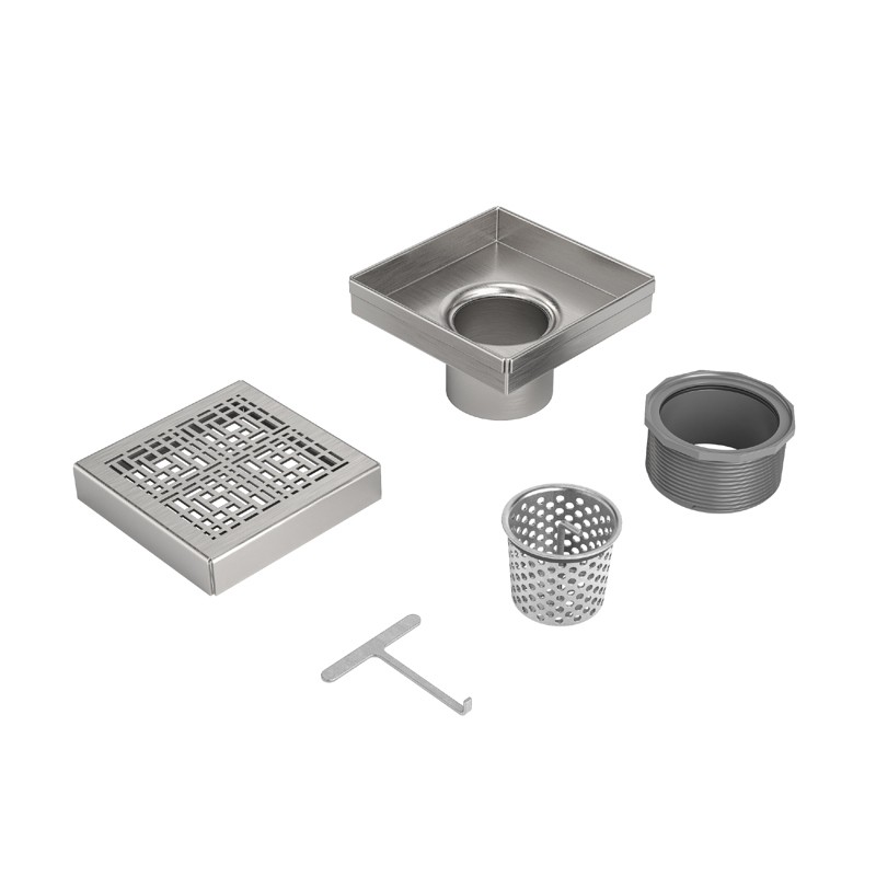 OATEY SD04BGDC Shower Drain 4″ Square SS 2″ Connection 12 GPM
