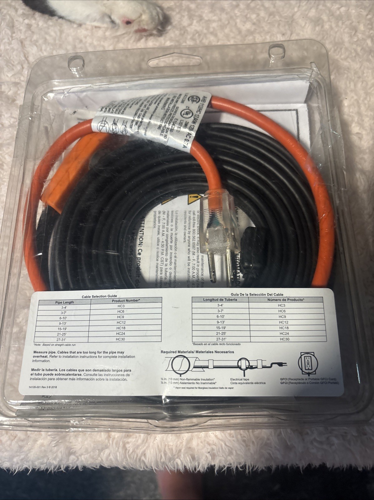 Thermwell Frost King HC12 Freeze Protect 12′ Electric Water Pipe Heat Tape Cable