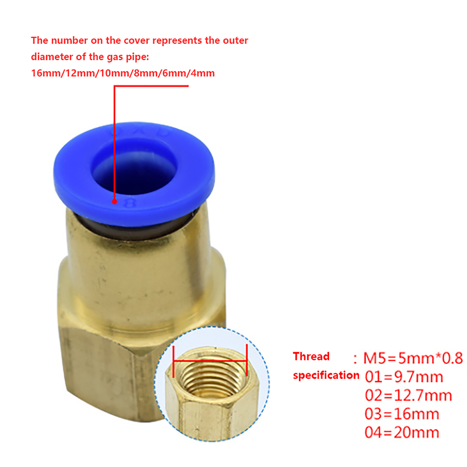 4mm to 16mm Pneumatic Straight Female Stud Hose Tube Push Fit Connector Air Line