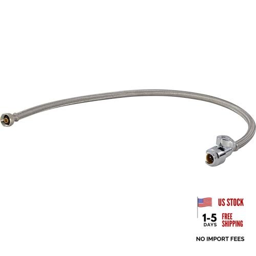 Max 30 In. Stainless Steel Braided Faucet Connector with Straight Stop Valve,