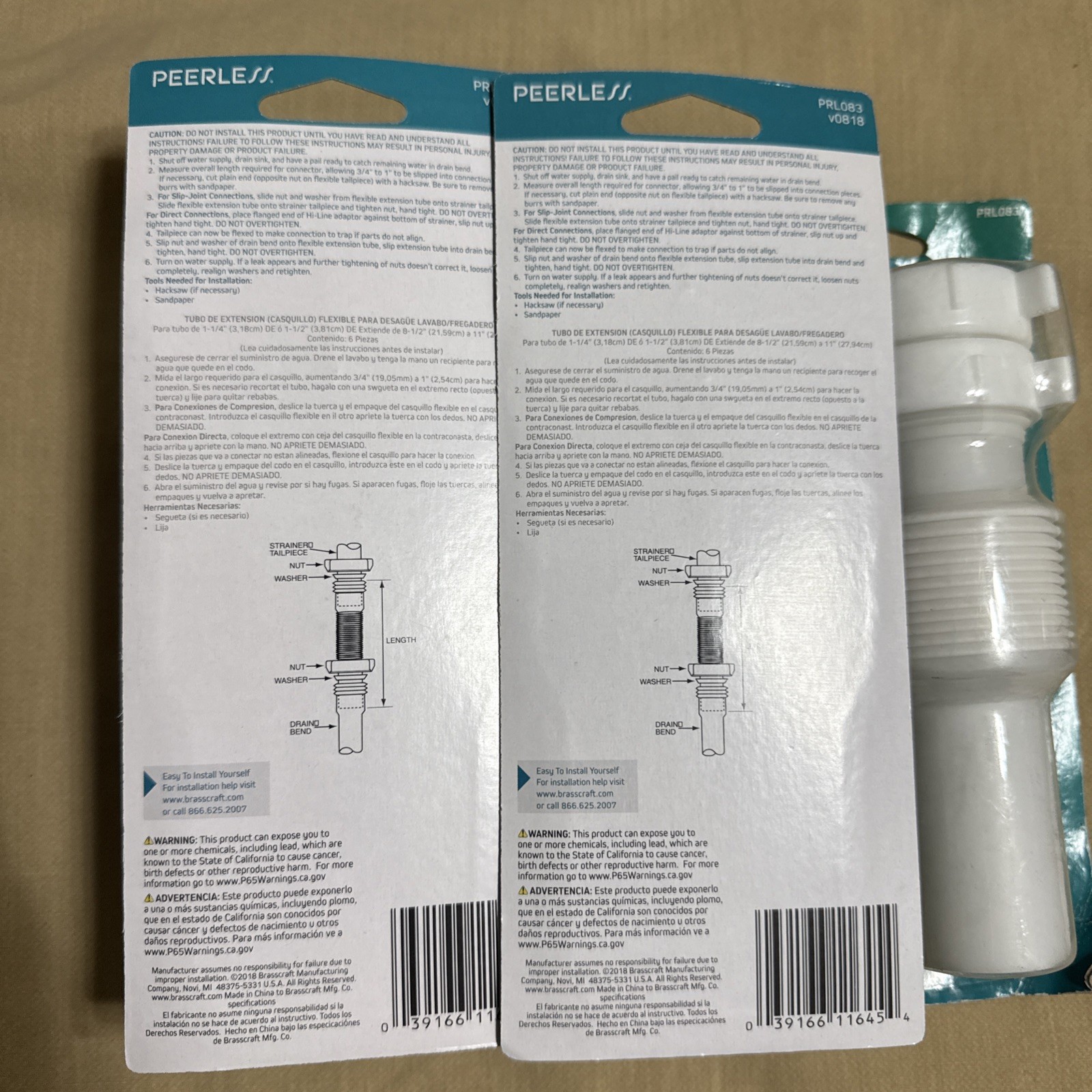 PEERLESS 3pcs PRL083 Flexible Kitchen/Lav ExtensionTUBE 1- 1/4″ or 1-1/2″ to 11″