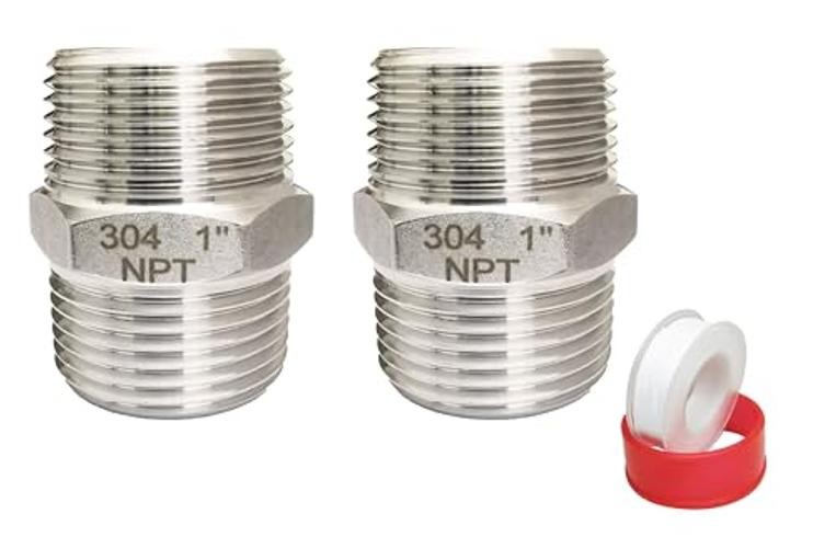 1″ x 1″ Male NPT Threaded Hex Nipple Pipe Fittings | 304 1″ x1″MNPT pack of 2