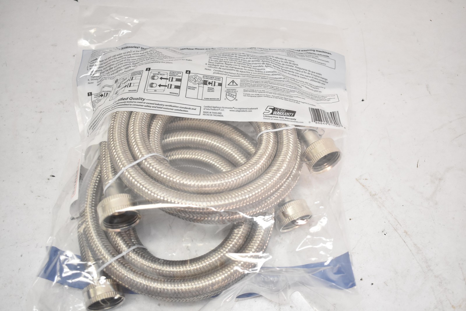 2 Pack Certified Appliance Accessories Washing Machine Hoses 6 Ft Stainless
