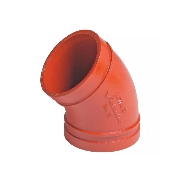 Various Sizes of Victaulic Fig 11 Grooved 45° Elbow Ductile Iron Orange Firelock