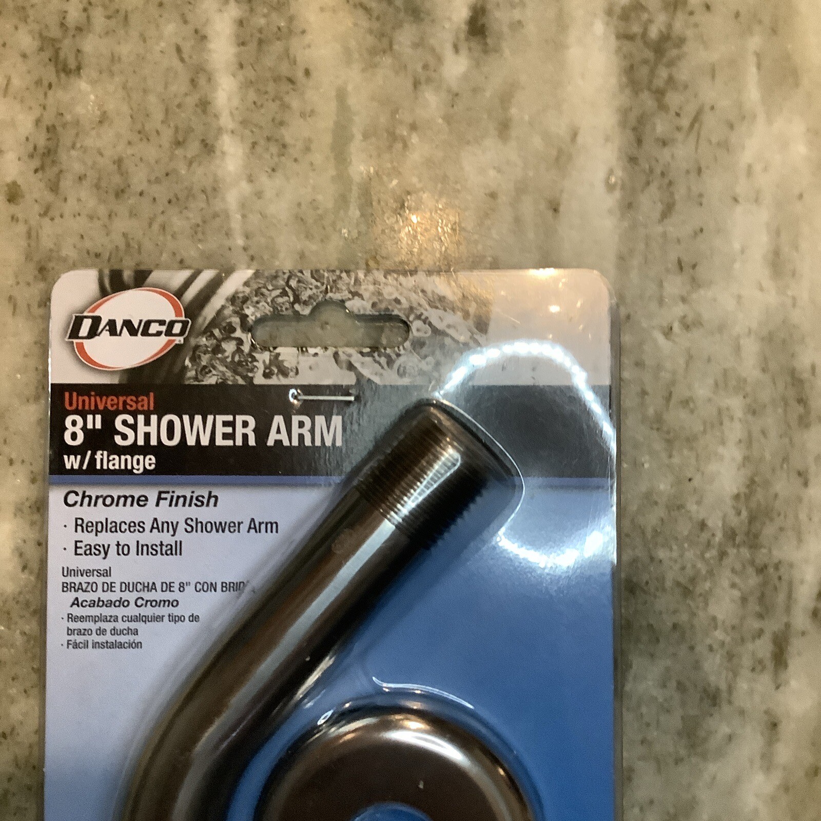Universal 8 Inch Shower Arm With Flange Chrome Finish Silver By Danco 89179 NEW
