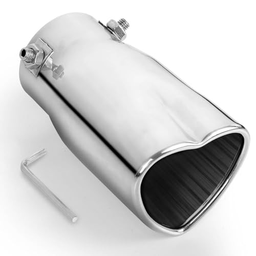 Heart Exhaust Tip 2.5″ Inlet, Adjustable Stainless Steel Single Pipe- Silver