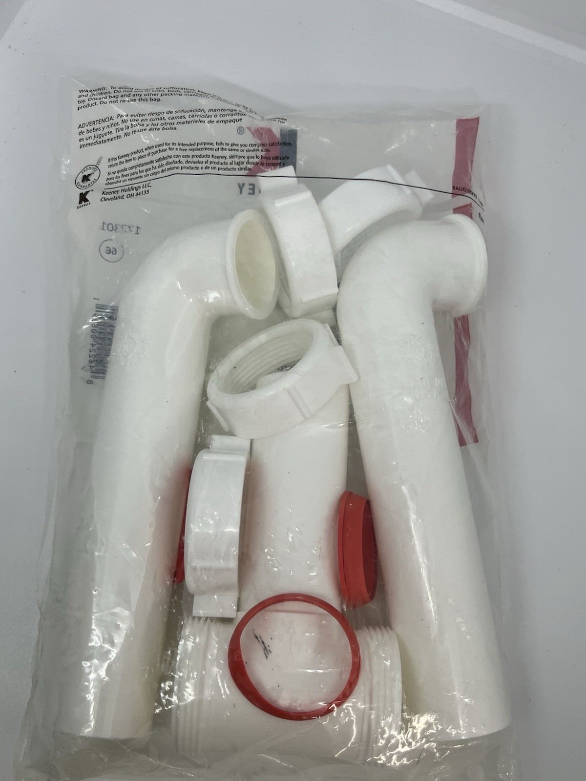 Keeney 1-1/2″ x 16″ Center Outlet Waste Kit Double Bowl Sink White 130A-16WK