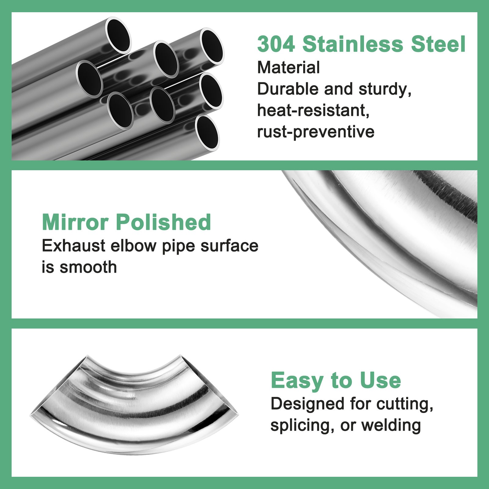 2-Pack OD 1.8 Inch 90 Degree Mandrel Bend Elbow, Thicken 1.5 mm Height 80 mm