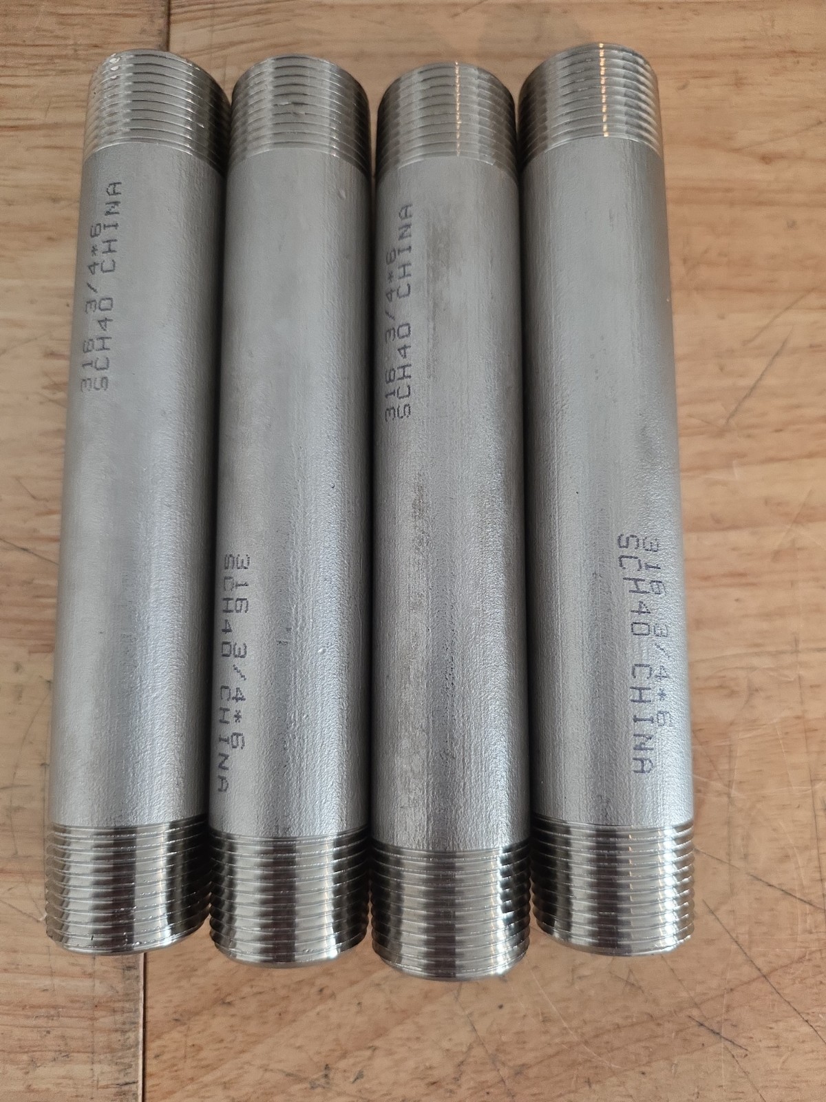 3/4″ Mnpt X 6″ Tbe 316 Stainless Steel Pipe Nipple SCH40 (Qty 4)