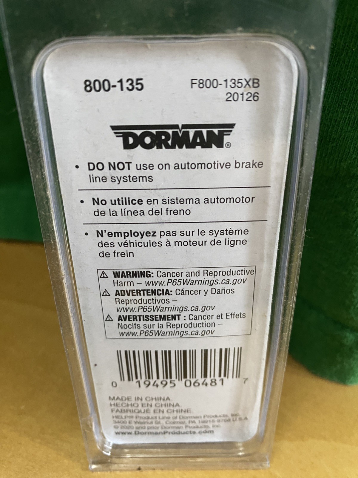 dorman 3pc. copper pipe fit- nylon to steel connector-1/4 in,5/16 in,3/8 in-new