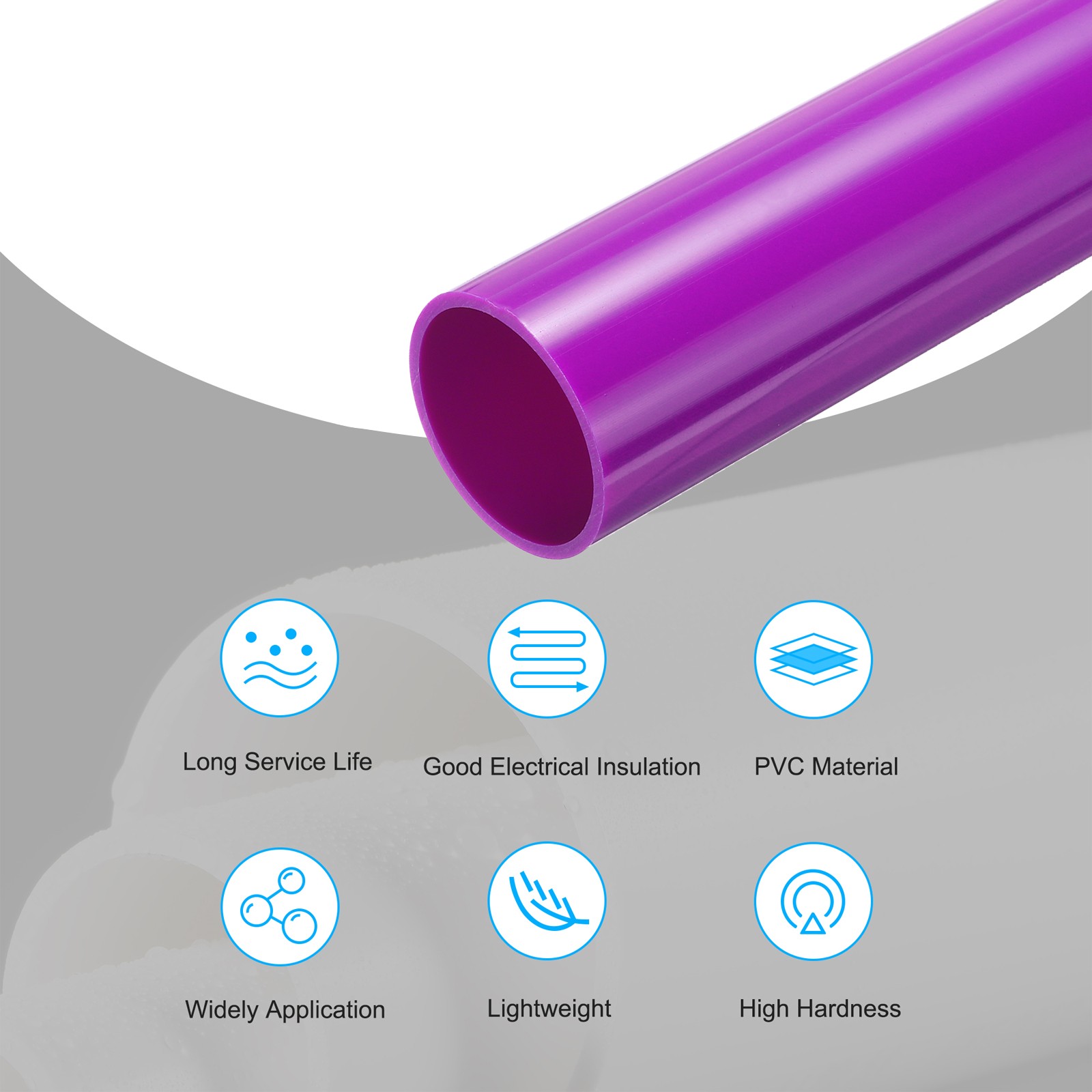 PVC Rigid Round Pipe 35.2mm ID 40mm OD 500mm Purple High Impact