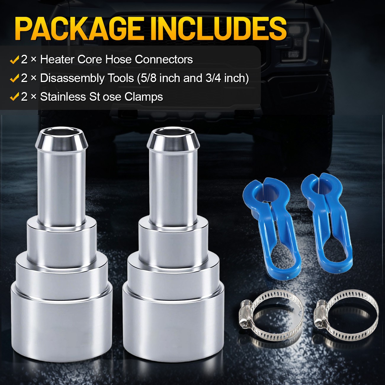 2PCS Stainless Steel Heater Hose Connector Coolant Hose Heater Core 15032062