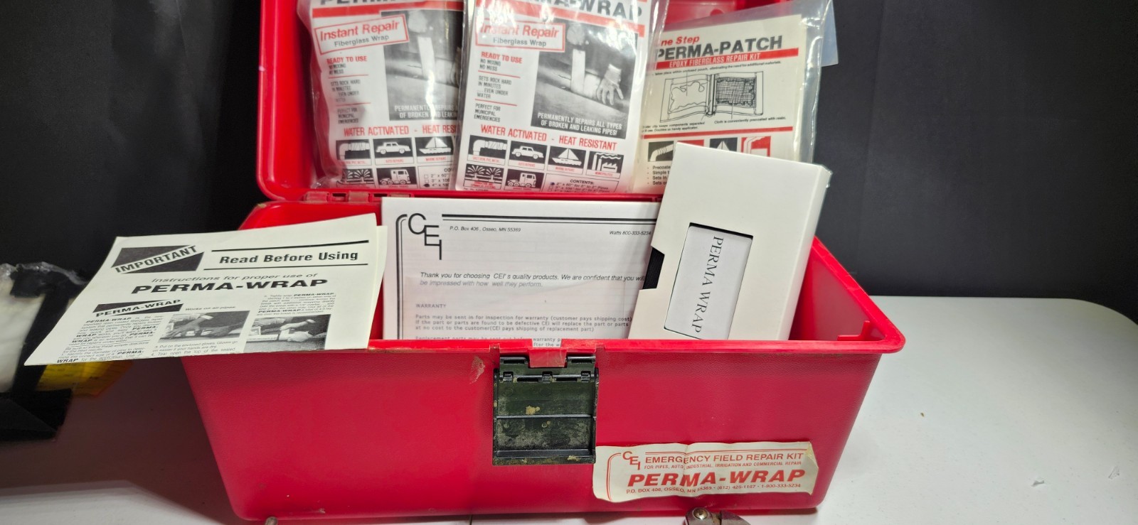 PERMA-WRAP (Vintage) Unused Wrap Emergency Repair Kit w/AKRO-MILS Pro Box & Acc.