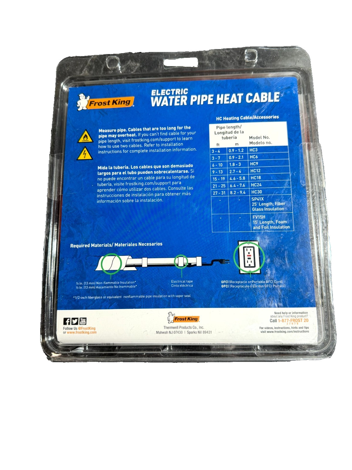 Frost King HC30A 30 ft. Water Pipe Automatic Electric Heat Cable Kit Accessory