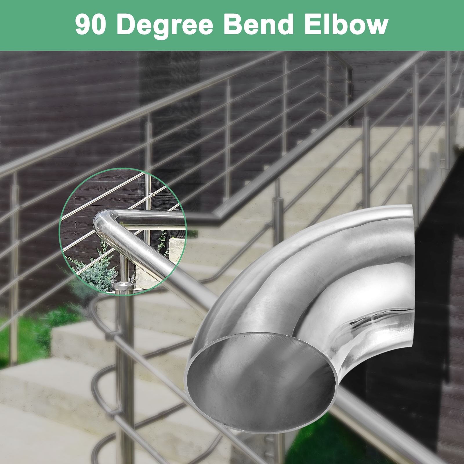 OD 2.5 Inch 90 Degree Mandrel Bend Elbow, Thicken 1.5 mm Height 95 mm