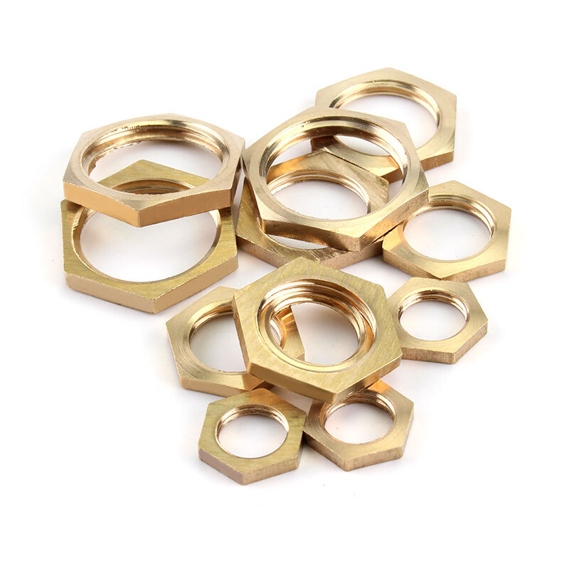 5Pcs NPT Locknuts In Brass, Female Thread Slim Locknuts in NPT , 1/8 1/4 3/8 1/2