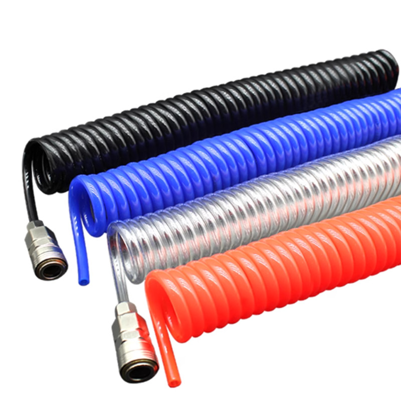 Coiled Air Hose Line 4 – 8mm Bore Quick Release Fittings Couplings Length 3-15m