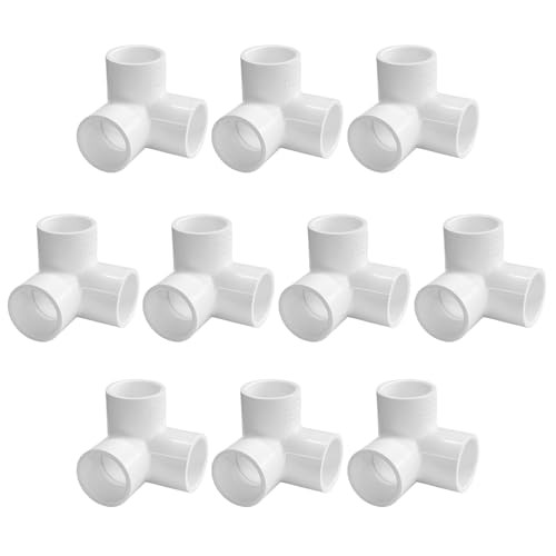 LESSO 10Pack PVC Pipe,1/2″ Tee Elbow 3-Way Fittings 1/2 Inch 3-Way Elbow