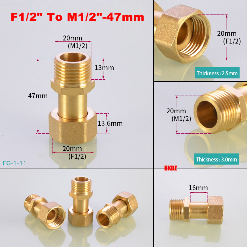 1/2″3/4″ 1″ BSP Brass Male/Female Thread Water Meter Connector Fish Tank Adaptor
