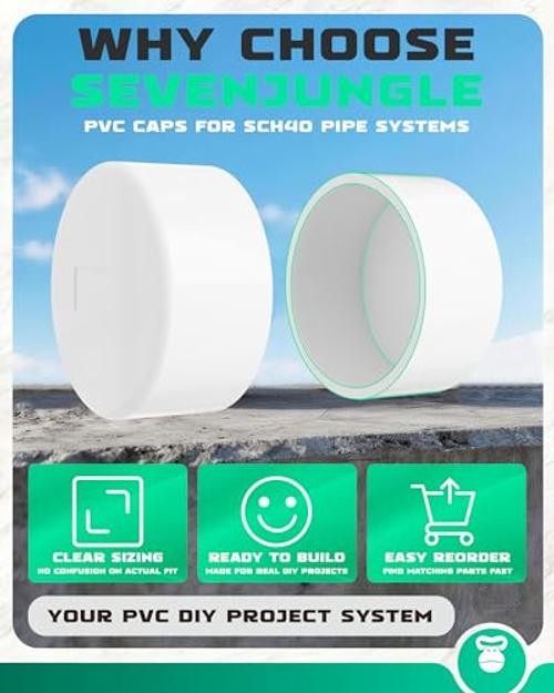SCH40 PVC Cap Fits Standard 4″ SCH 40 PVC Pipe with 4.5″ OD, White 4 Inch 2