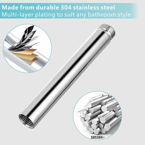 Shower Extension Arm, Solid Stainless Steel Shower Pipe Extension Chrome 4 Inch