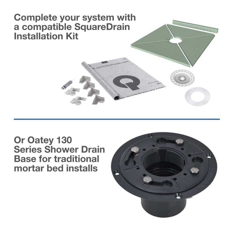 OATEY SD04BSST SquareDrain 4″ SS 12GPM 2″ Connection Stones Design