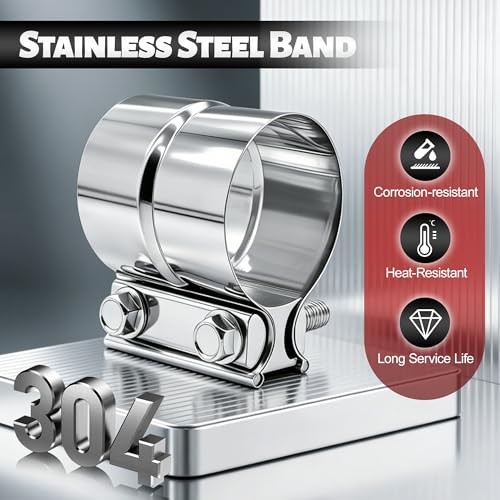 2.5″ Exhaust Clamp, 2 1/2 Lap Joint Clamp 304 Stainless Steel For 2.5″ Od To