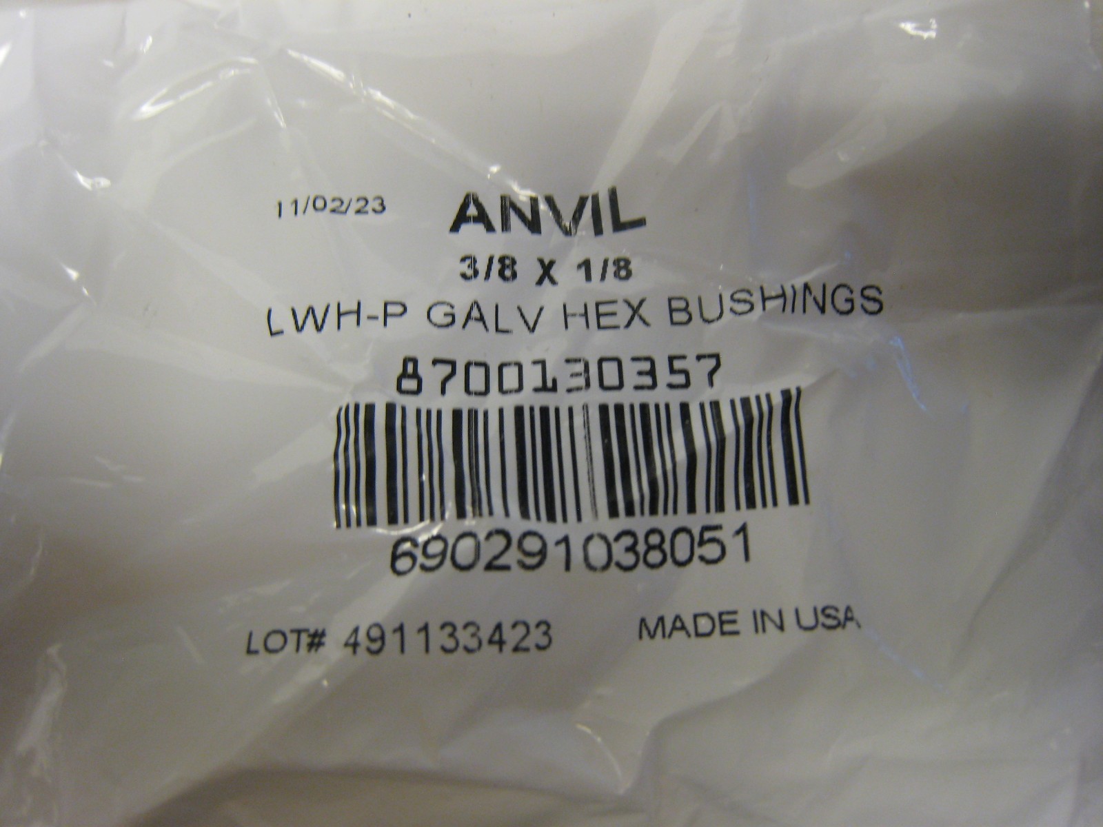 3/8″ X 1/8″ Galvanized Steel Reducer Bushing Anvil 8700130357 Lot Of 10 New