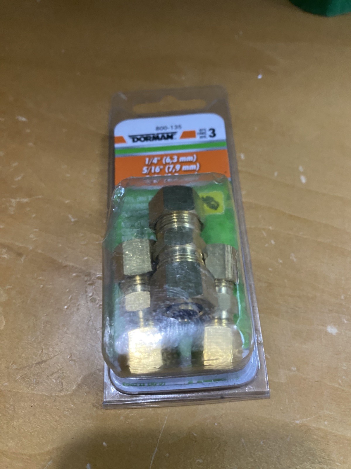 dorman 3pc. copper pipe fit- nylon to steel connector-1/4 in,5/16 in,3/8 in-new