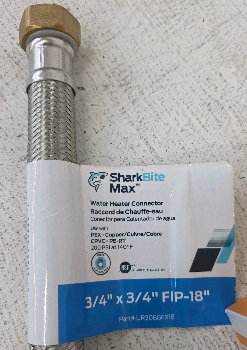 SHARKBITE MAX PTC 3/4″ X 3/4″ FIP WATER HEATER HOSE CONNECTOR 18-INCH