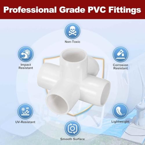 Pcs 1″ Elbow PVC Fitting, SCH40 5-Way Cross Furniture Grade 10 1″ 5-Way Cross