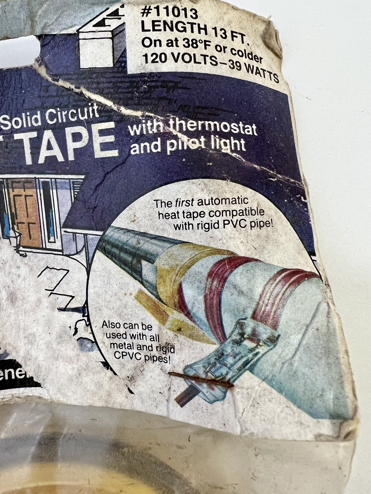 WRAP-ON 11013 Solid Circuit Heat Tape 13’ 120V 39 watts Thermostat premium NOS