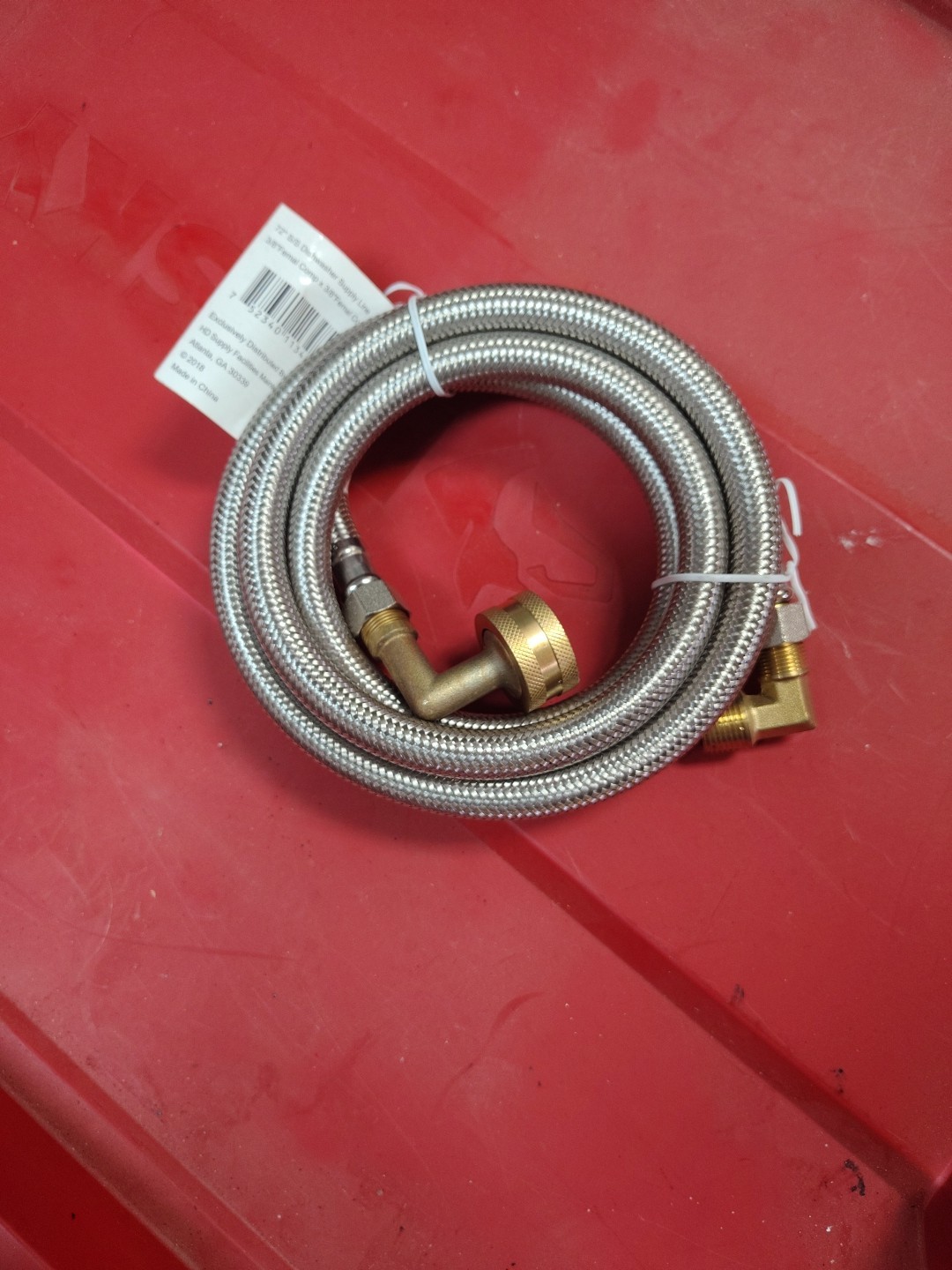 72″ SS Dishwasher Water Supply Line Connector 3/8″ Comp X 3/8″ (#546983)