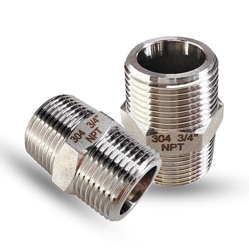 3/4″ Male to Male NPT Hex Nipple Pipe Fittings, 304 Stainless Steel 3/4″,2pcs