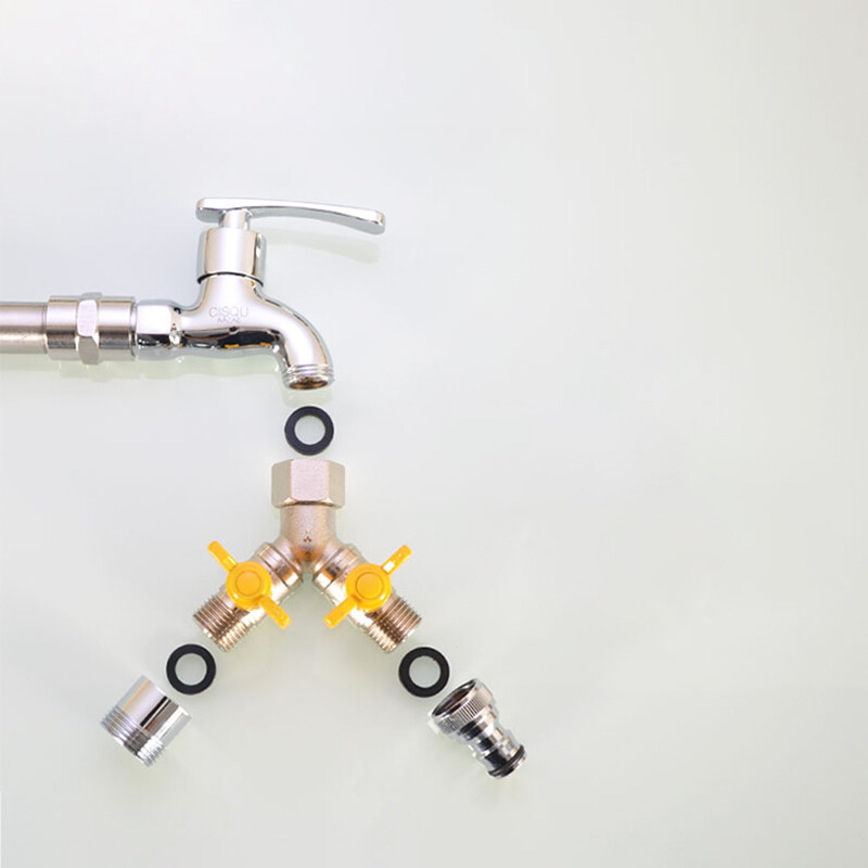 2-Way Faucet Water Distributor Y / T-Shape 1 In 2 Out Faucets Valve 1/2″ 3/4″BSP