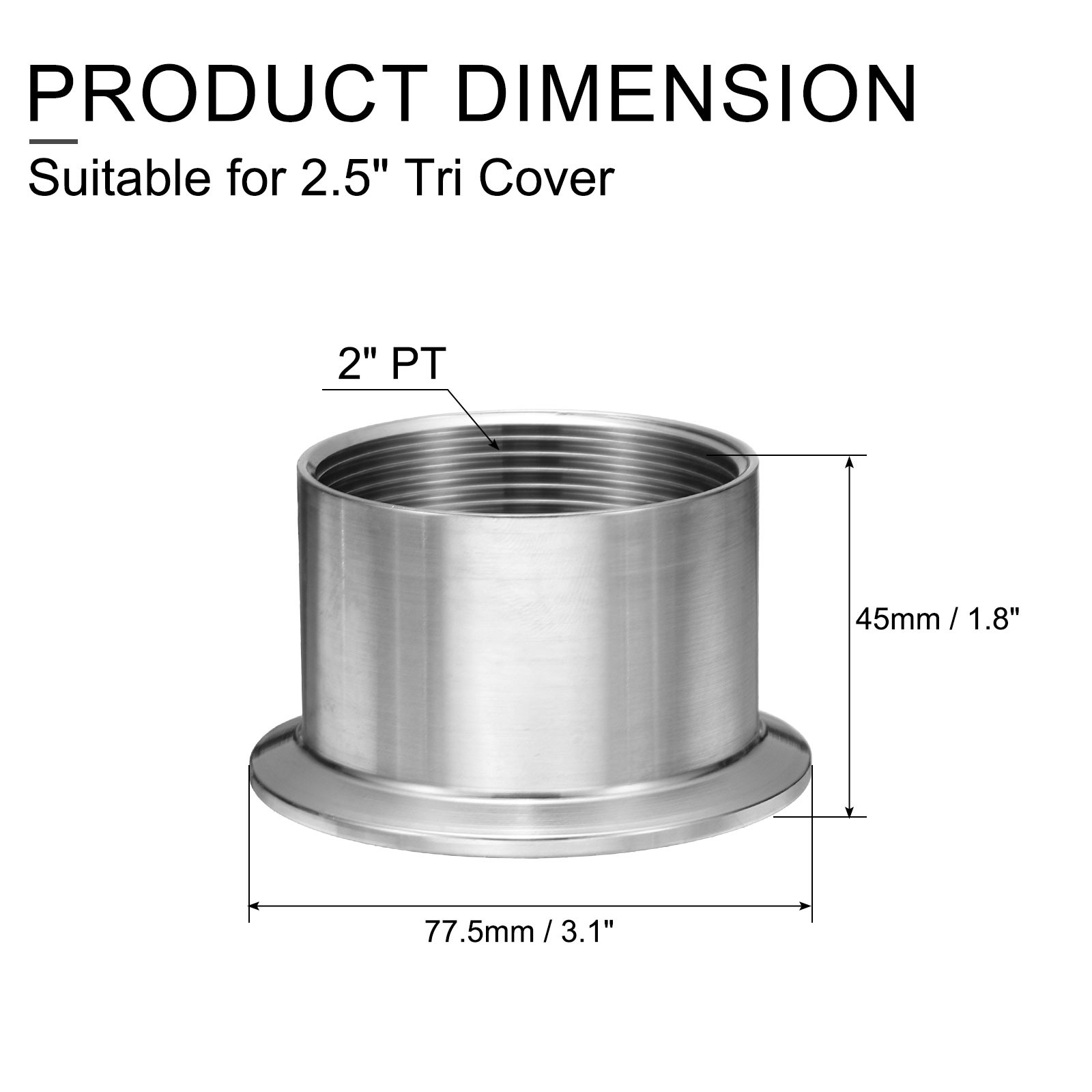 316 Stainless Steel Sanitary Pipe Fitting 2″ PT Female Thread